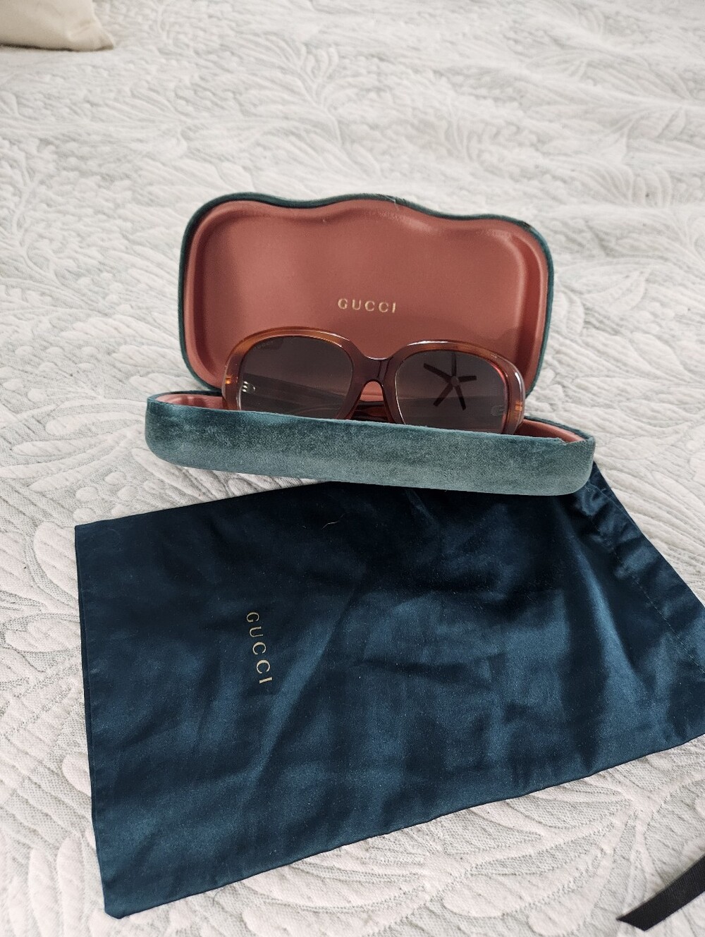 Gucci Women's Oversized Amber Tortoiseshell Sunglasses, No Scratches
